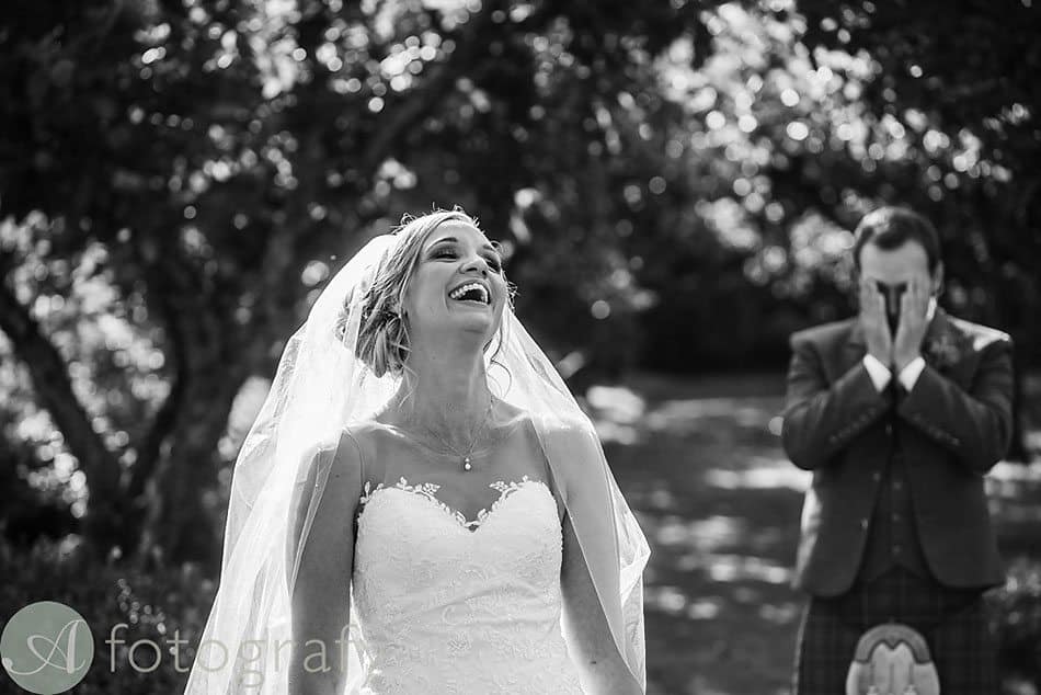 The Byre at Inchyra wedding couple laughs