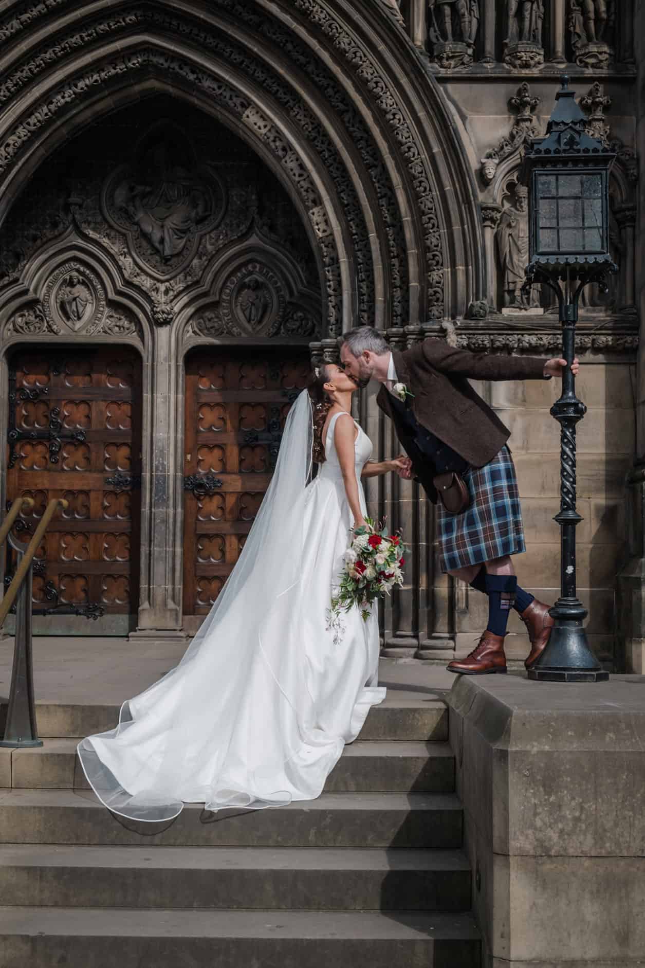 St Giles Cathedral Edinburgh wedding photography bride and groom